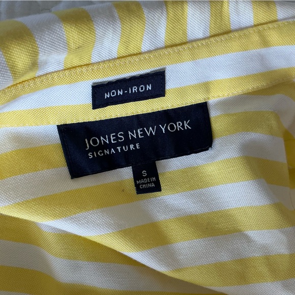 Jones New York Yellow and White Casual Button Down Shirt - Picture 4 of 12